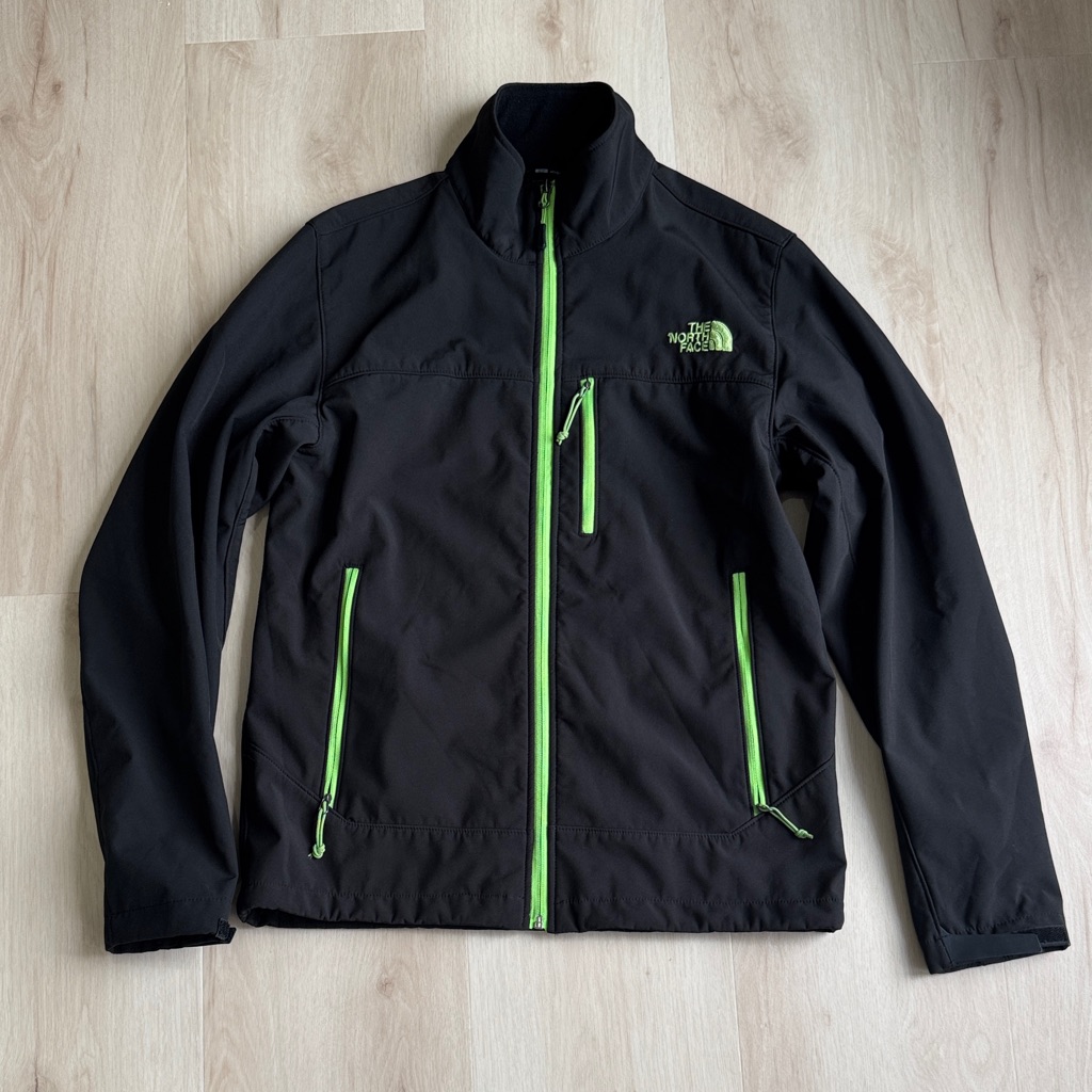 The North Face Men's Black Jacket With Neon Green Zippers